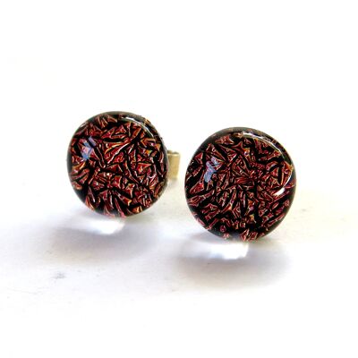 Bronze dichroic glass stud earrings / SKU366