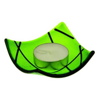 Linea fused glass candle holder - Green / SKU375