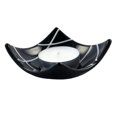 Linea fused glass candle holder - Black / SKU379