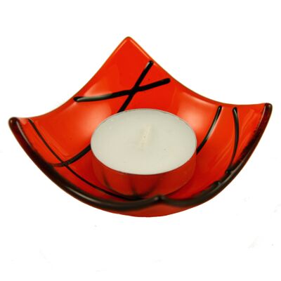 Linea fused glass candle holder - Orange / SKU380
