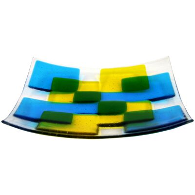 Fusion fused glass bowl - large - Turquoise/yellow / SKU383