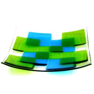Fusion fused glass bowl - large - Yellow/blue / SKU385