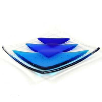 Fusion triangle fused glass bowl - Blue / SKU403