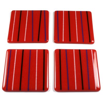 Linea fused glass coasters - Red Single / SKU408