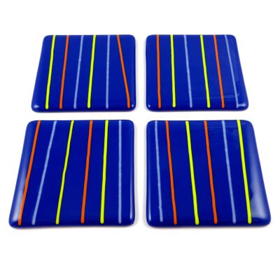 Linea fused glass coasters - Blue Single / SKU410