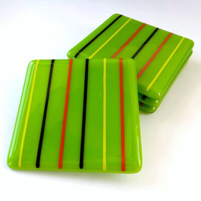 Linea fused glass coasters - Green / SKU416