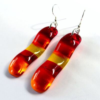 Riva wave fused glass earrings - Sterling silver earwires Sunset / SKU419