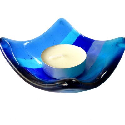Riva fused glass candle holder - Water / SKU429