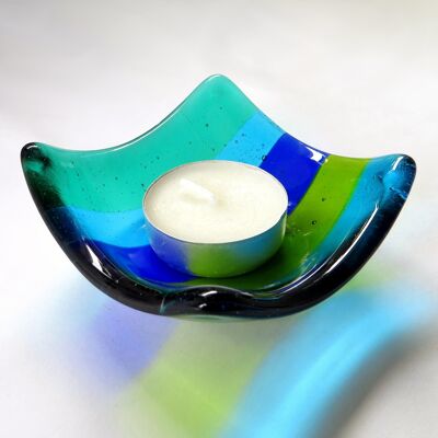 Riva fused glass candle holder - River / SKU430