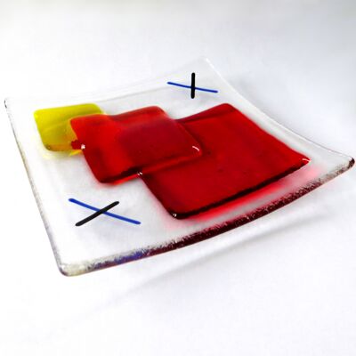 Fusion fused glass bowl - small - Red/yellow / SKU434