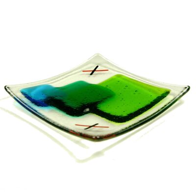 Fusion fused glass bowl - small - Green/blue / SKU435