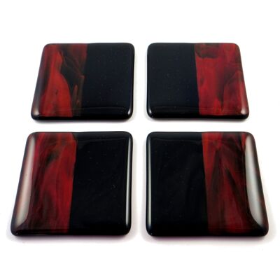 Noir fused glass coasters - Red Single  / SKU487