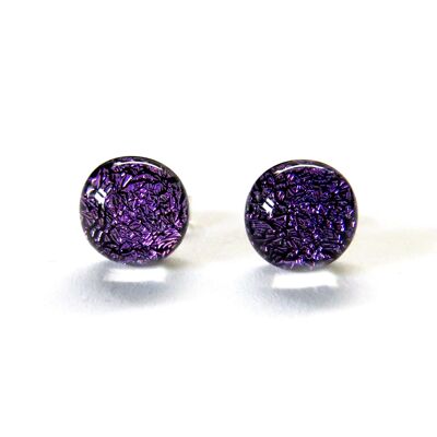 Purple dichroic glass stud earrings / SKU486