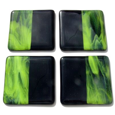 Noir fused glass coasters - Green Single  / SKU491