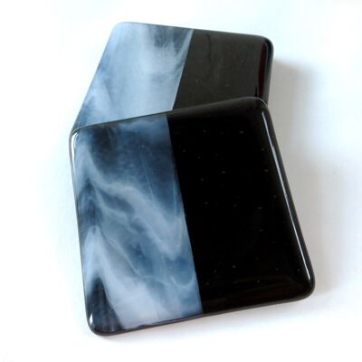 Noir fused glass coasters - White Single  / SKU493