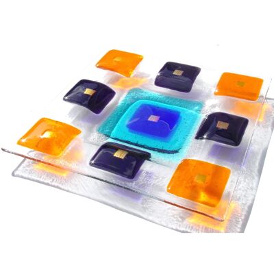 Icon fused glass bowl - Blue/orange/purple / SKU505