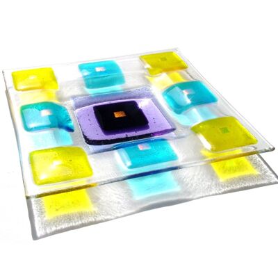 Icon fused glass bowl - Purple/yellow/blue / SKU507