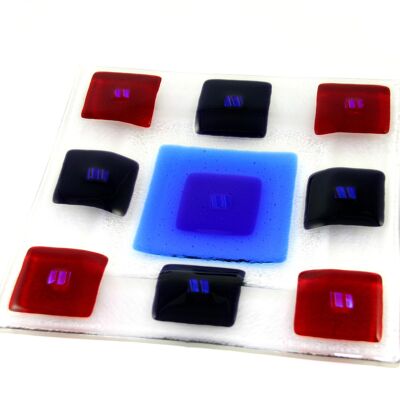 Icon fused glass bowl - Blue/red/purple / SKU508