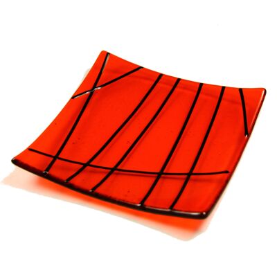 Linea fused glass bowl - Orange Black / SKU516