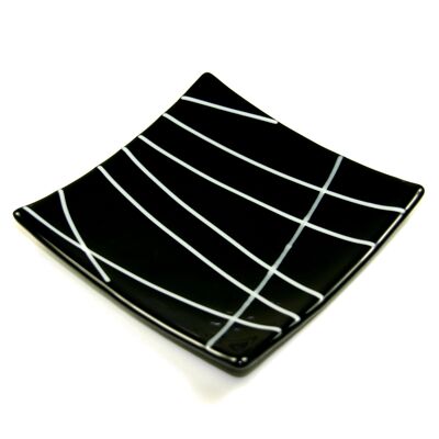 Linea fused glass bowl - Black White / SKU523