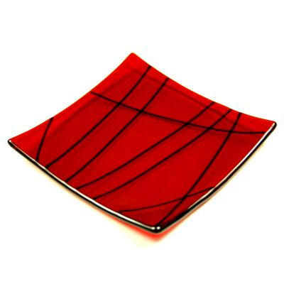 Linea fused glass bowl - Red Black / SKU528