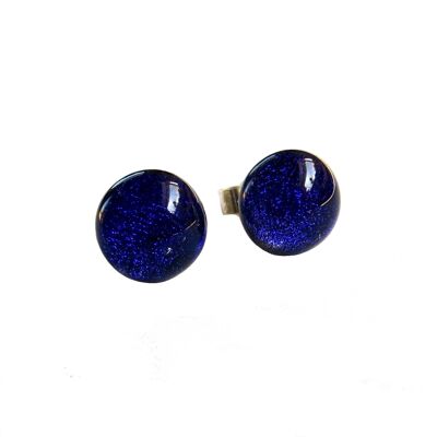 Blue dichroic glass stud earrings / SKU555