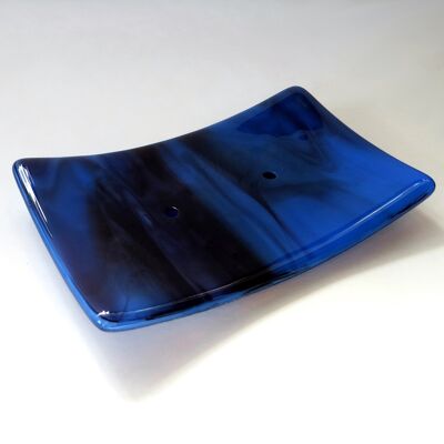 Fluid fused glass soap dish - Blue/plum No / SKU577