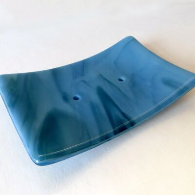 Fluid fused glass soap dish - Blue/green No / SKU581