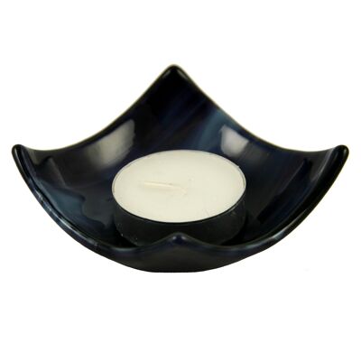 Fluid fused glass candle holder - Purple/blue / SKU717