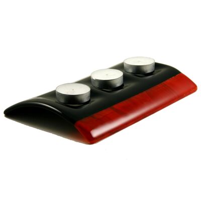 Noir fused glass candle bridge - Red/clear / SKU731
