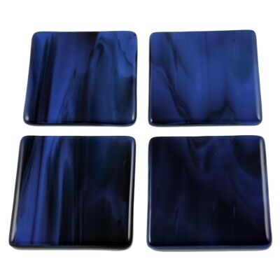 Fluid fused glass coasters - Blue/plum Single / SKU732