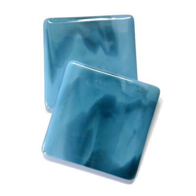 Fluid fused glass coasters - Blue/green Single / SKU738