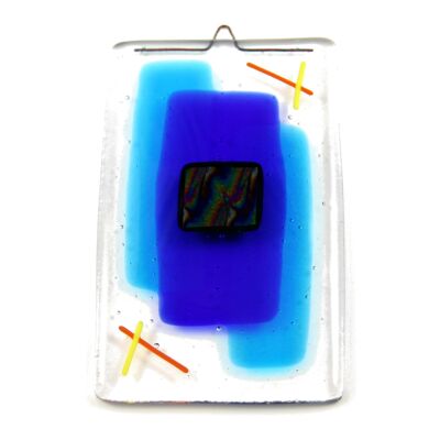 Fusion rectangle fused glass wall panel - Blue / SKU755