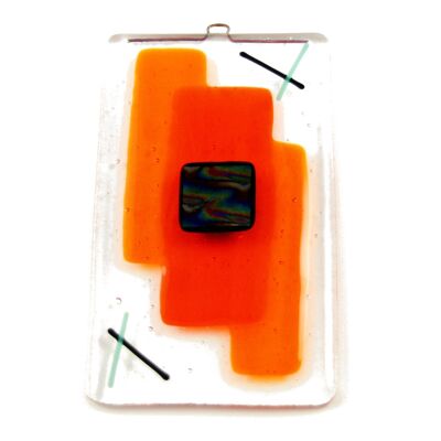 Fusion rectangle fused glass wall panel - Orange / SKU759