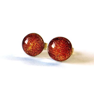 Orange dichroic glass stud earrings / SKU780