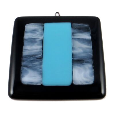 Noir fused glass wall panel - White/turquoise / SKU781