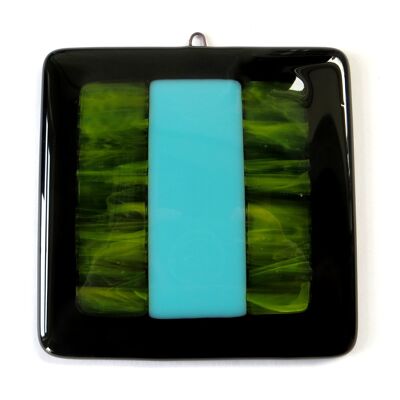 Noir fused glass wall panel - Yellow/turquoise / SKU784