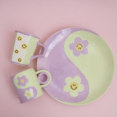 Handgemachte Keramikplatte (Yin Yang Smile Daisy Plate)