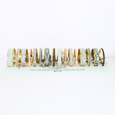 Confezione da 16 braccialetti con nastro glitterato 3a12mm - Armonia di beige / oro giallo