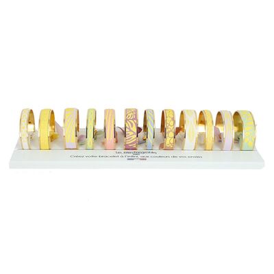 Confezione da 12 braccialetti con nastro glitterato - armonia pastello / oro giallo