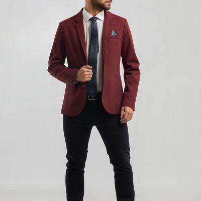 Blazer en Tissu Granulé Bordeaux