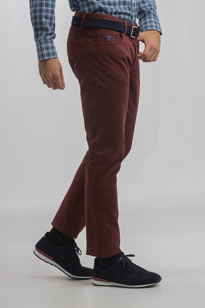 Pantalone cinque tasche semiaderente bordeaux