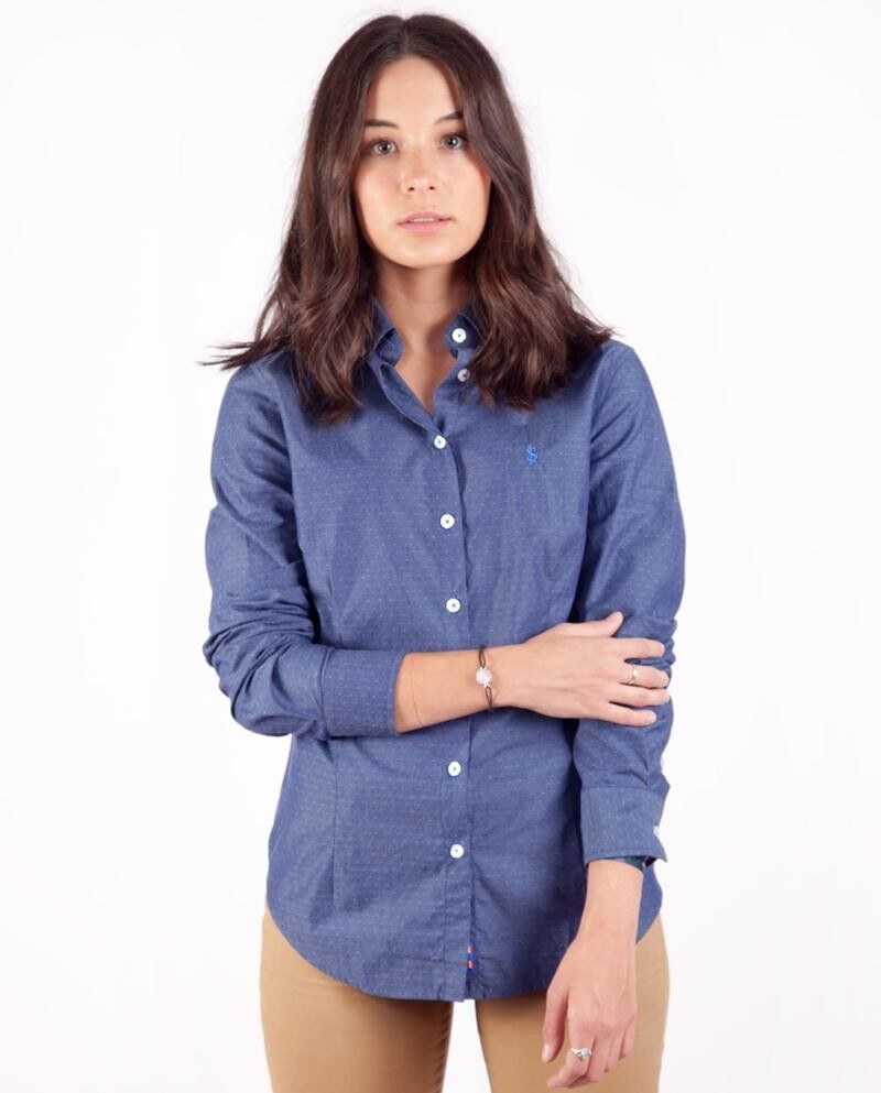 Camicia in jeans con micro stampa