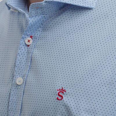 Camisa Micro Topos Marino