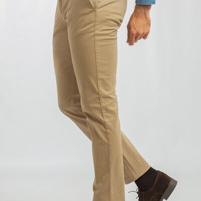 Beige Semi Fitted Chino Pants