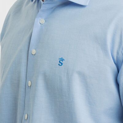 Camicia Oxford Celeste con Colletto Italiano
