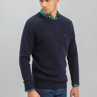 Pull Col Rond Bleu Marine 2