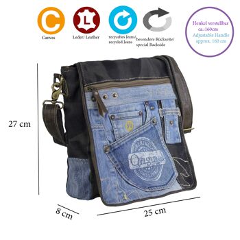 Sunsa sac besace femme sac à bandoulière fabriqué à partir de jeans recyclés sac homme 3