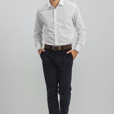 Chemise de ville blanche à col italien