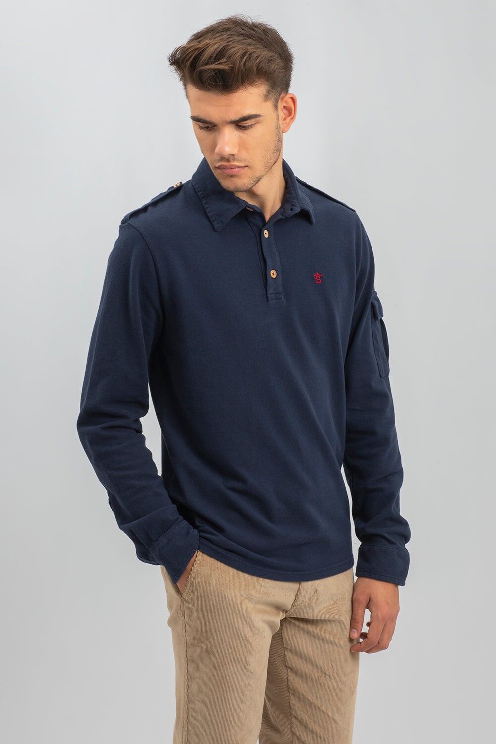 Polo manica lunga blu scuro